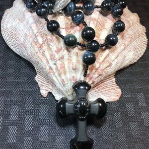Mens Rare AAA Grey Tigers Eye Gemstone Rosary